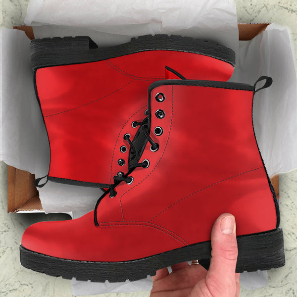 Combat Boots - Red | Red Combat Boots Goth Boots Handmade