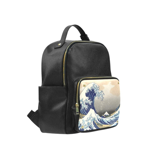 Vegan Leather Backpack - Katsushika Hokusai: The Great Wave 
