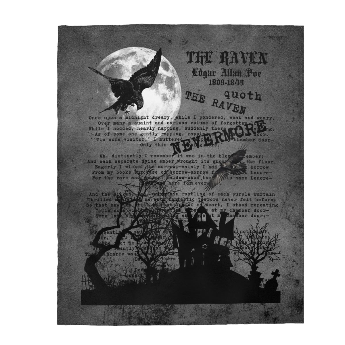 Edgar Allan Poe The Raven Nevermore Gothic Literature Throw Pillow