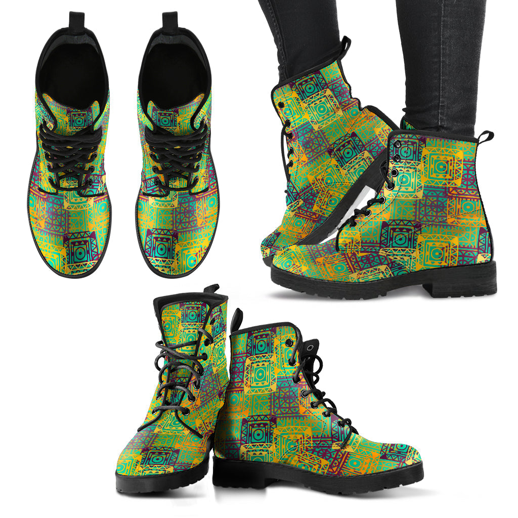 Abstract Ethnic P4 - Leather Boots for Women | ACES INFINITY