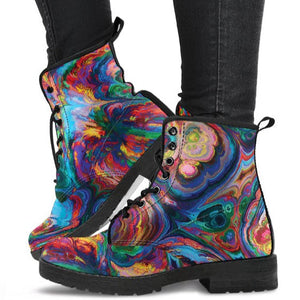 Combat Boots for Women - Abstract Oil Paintings P1 Cute