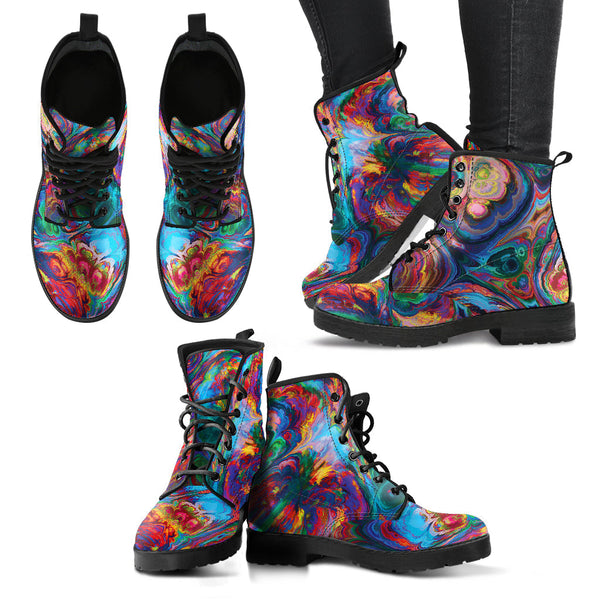 Combat Boots for Women - Abstract Oil Paintings P1 Cute