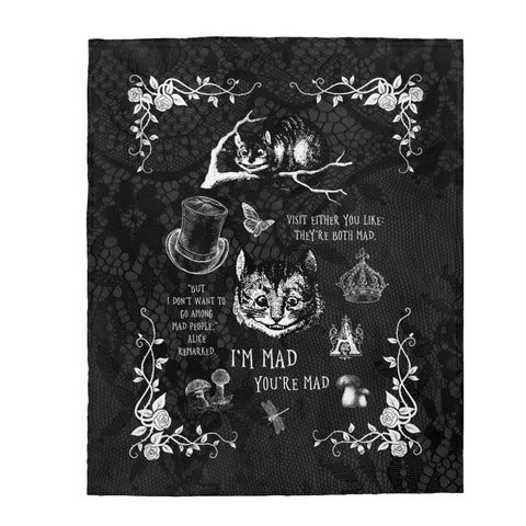 Alice in Wonderland Blanket #101 Black & White Series