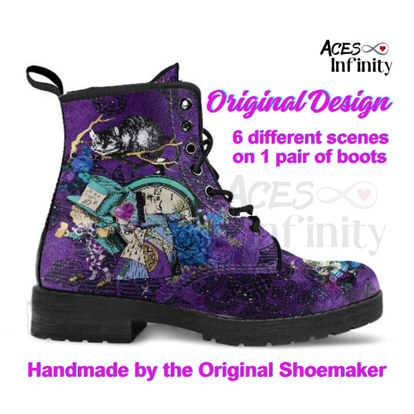 Alice in Wonderland Combat Boots #201 Purple Series (NEW)