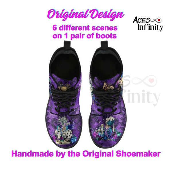 Alice in Wonderland Combat Boots #201 Purple Series (NEW)