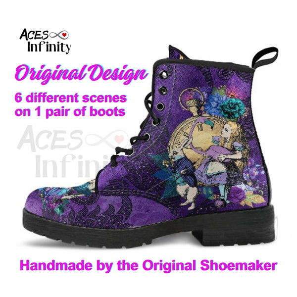 Alice in Wonderland Combat Boots #201 Purple Series (NEW)