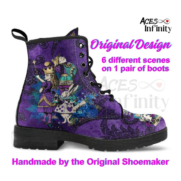 Alice in Wonderland Combat Boots #201 Purple Series (NEW)