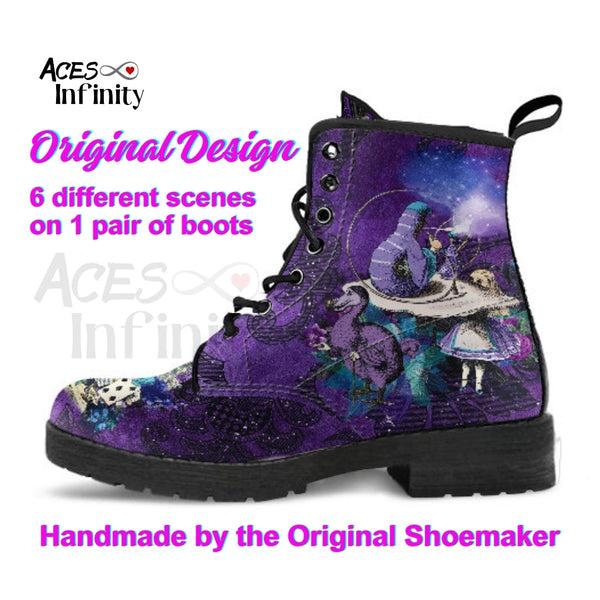 Alice in Wonderland Combat Boots #201 Purple Series (NEW)