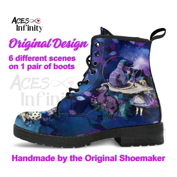 Alice in Wonderland Combat Boots #202 Purple Series (NEW)