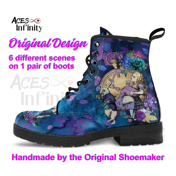 Alice in Wonderland Combat Boots #202 Purple Series (NEW)