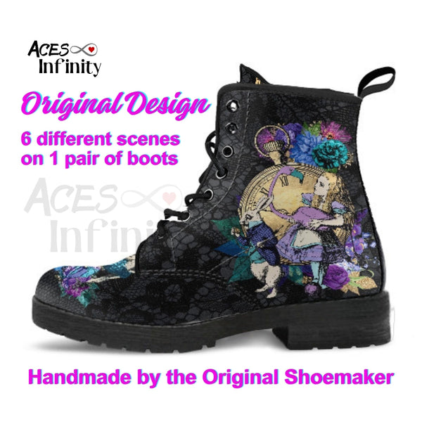 Alice in Wonderland Combat Boots #203 Purple Series (NEW)