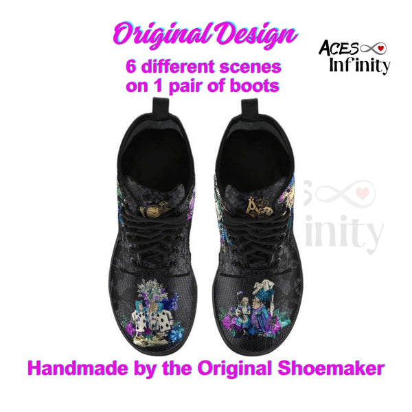 Alice in Wonderland Combat Boots #203 Purple Series (NEW)