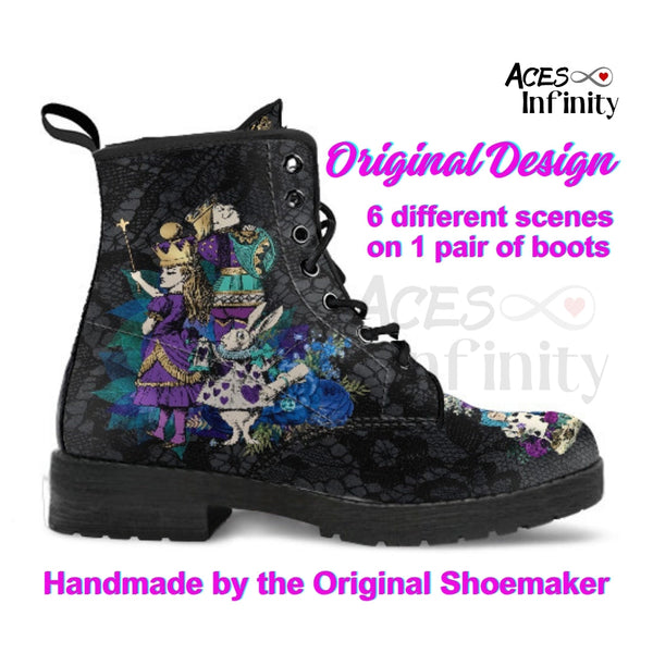 Alice in Wonderland Combat Boots #203 Purple Series (NEW)