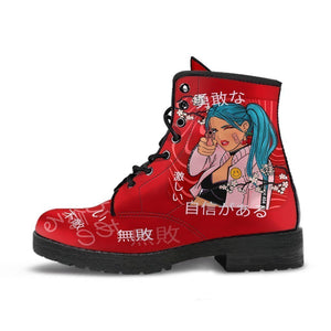 Anime Boots #6 - Red Combat Boots | Anime Custom Shoes