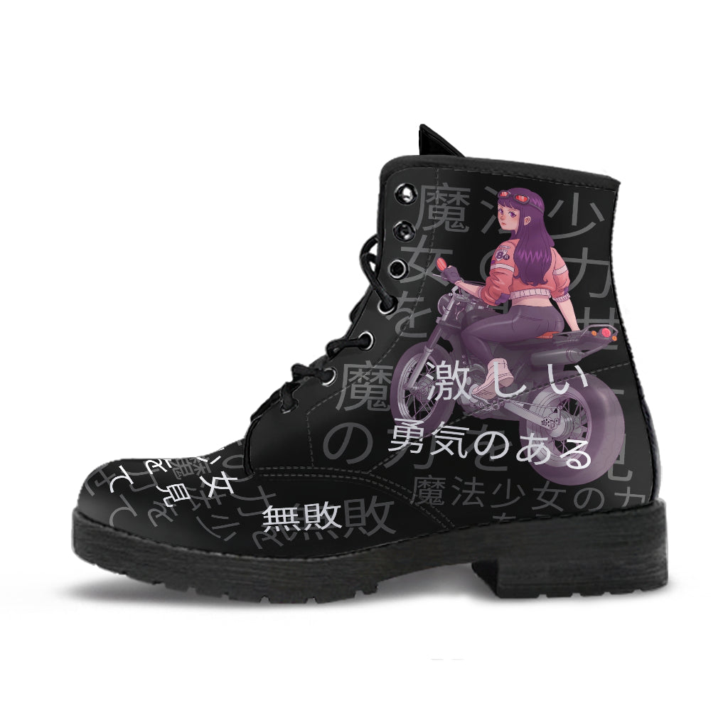 Anime Boots #7 - Black Combat Boots | Anime Custom Shoes