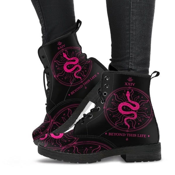 Black Combat Boots - Snake Boots | Women’s Black Hipster