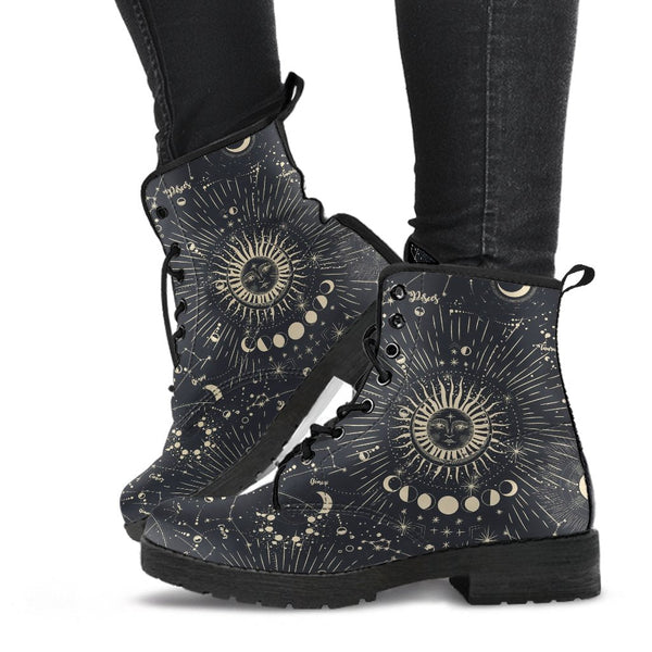 Black Combat Boots - The Sun | Boho Shoes Women’s Boots