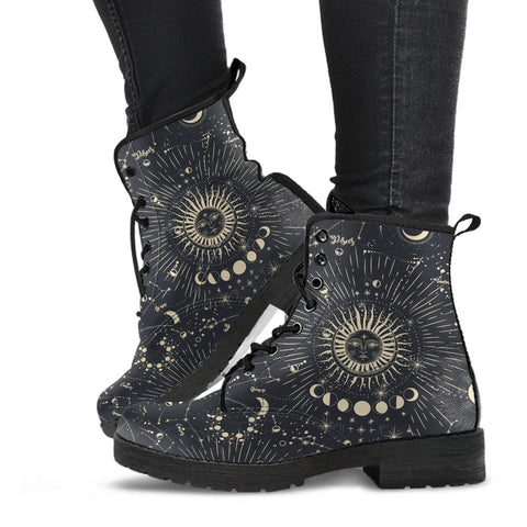 Black Combat Boots - The Sun | Boho Shoes Women’s Boots