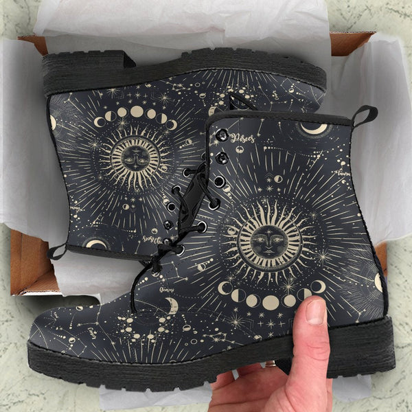 Black Combat Boots - The Sun | Boho Shoes Women’s Boots