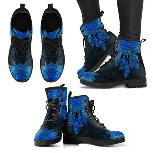 Blue Dream Catcher Mandala Women’s Leather Boots | ACES