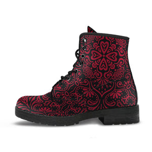 Combat Boots for Women - Bohemian Fiesta Red Jester Cute