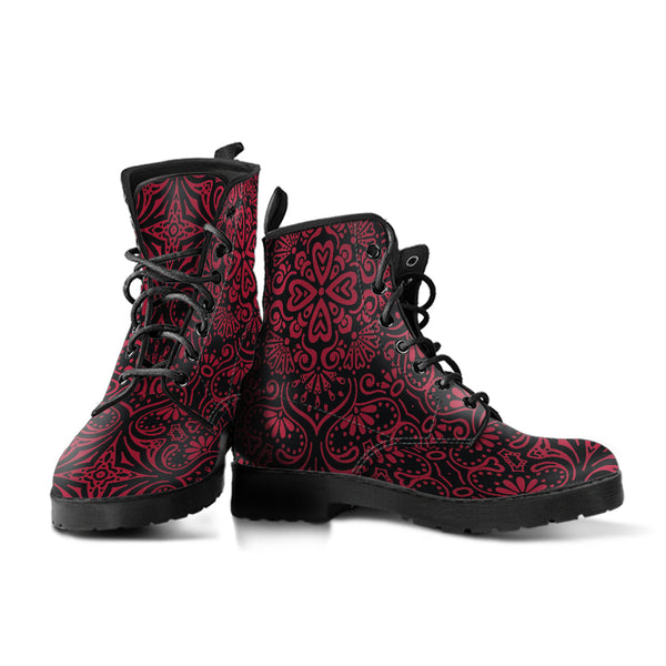 Combat Boots for Women - Bohemian Fiesta Red Jester Cute