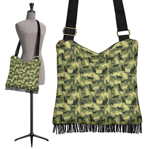 Boho Bag (Canvas) - Cat Camouflage | Hobo Slouchy Bag