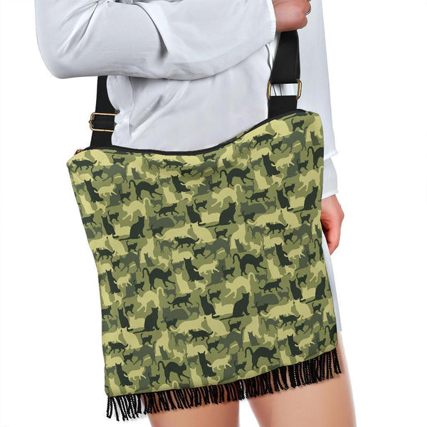 Boho Bag (Canvas) - Cat Camouflage | Hobo Slouchy Bag