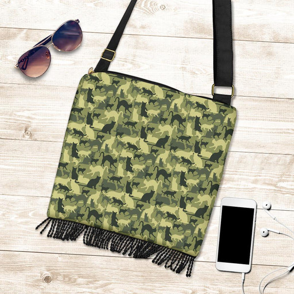 Boho Bag (Canvas) - Cat Camouflage | Hobo Slouchy Bag