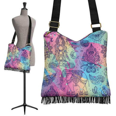 Boho Bag (Canvas) - Colorful Doodle | Hobo Slouchy Bag