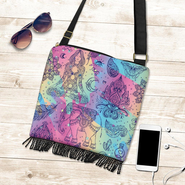 Boho Bag (Canvas) - Colorful Doodle | Hobo Slouchy Bag