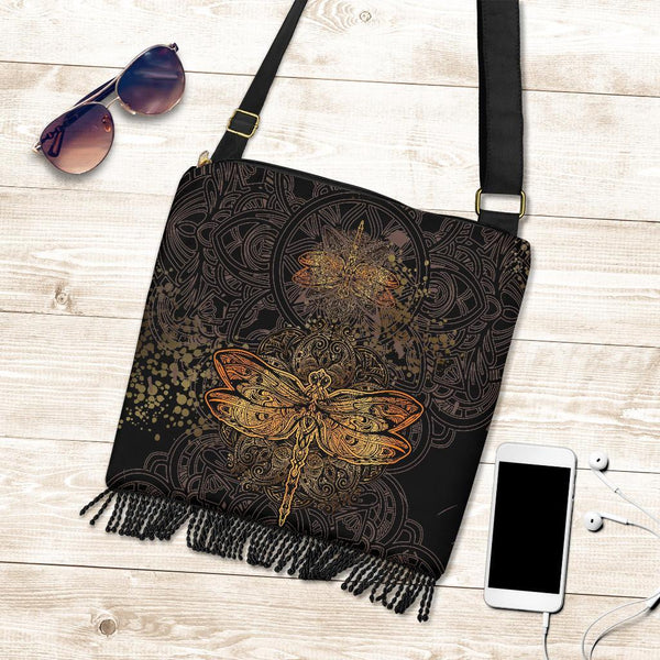 Boho Bag (Canvas) - Dragonfly | Hobo Slouchy Bag Crossbody