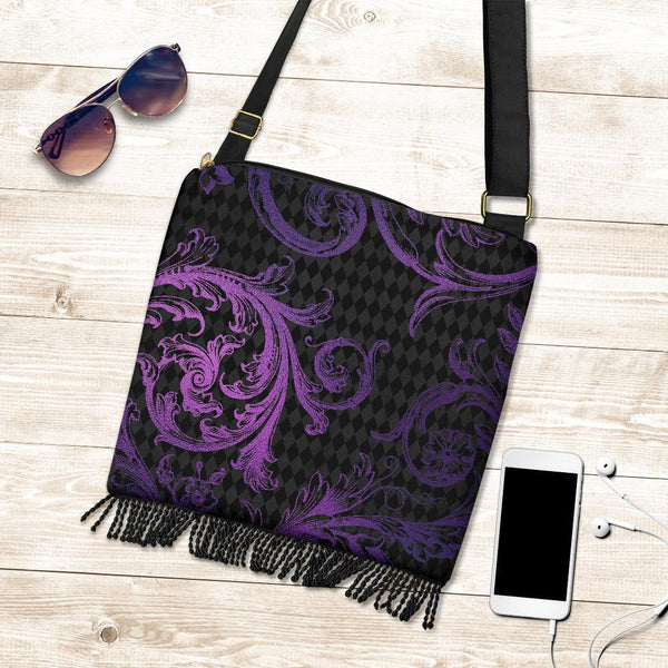 Boho Bag (Canvas) - Purple Pattern #101 | Hobo Slouchy Bag