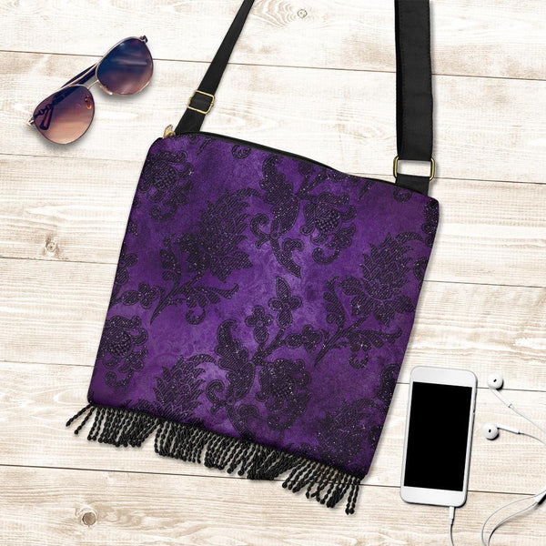 Boho Bag (Canvas) - Purple Pattern #103 | Hobo Slouchy Bag