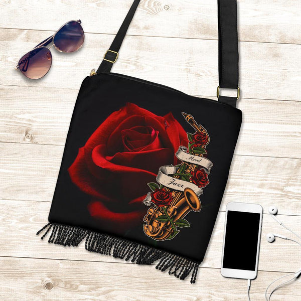 Boho Bag (Canvas) - Saxophone | Hobo Slouchy Bag Crossbody