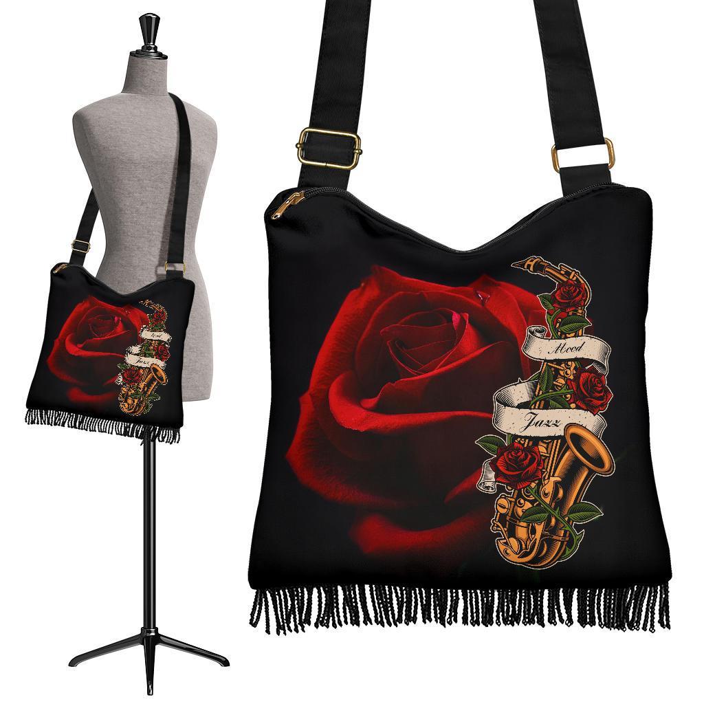 Boho Bag (Canvas) - Saxophone | Hobo Slouchy Bag Crossbody