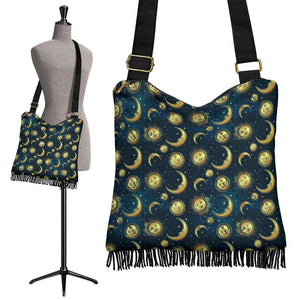 Boho Bag (Canvas) - Sun and Moon Bag | Hobo Slouchy Bag