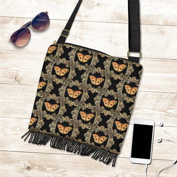 Boho Bag (Canvas) - Vintage Butterfly #101| Hobo Slouchy