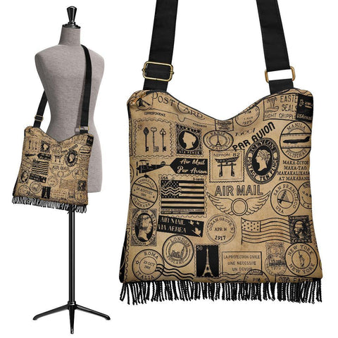 Boho Bag (Canvas) - Vintage Postal Marks | Gift Idea Hobo