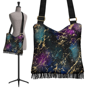 Boho Bag (Canvas) - Watercolor Marble Galaxy #1 | Hobo