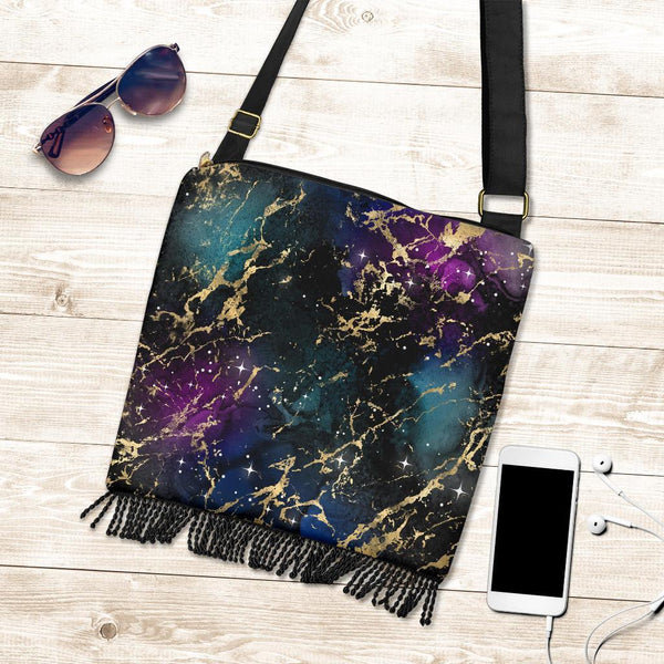 Boho Bag (Canvas) - Watercolor Marble Galaxy #1 | Hobo