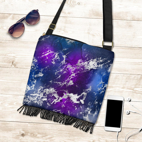 Boho Bag (Canvas) - Watercolor Marble Galaxy #5 | Hobo