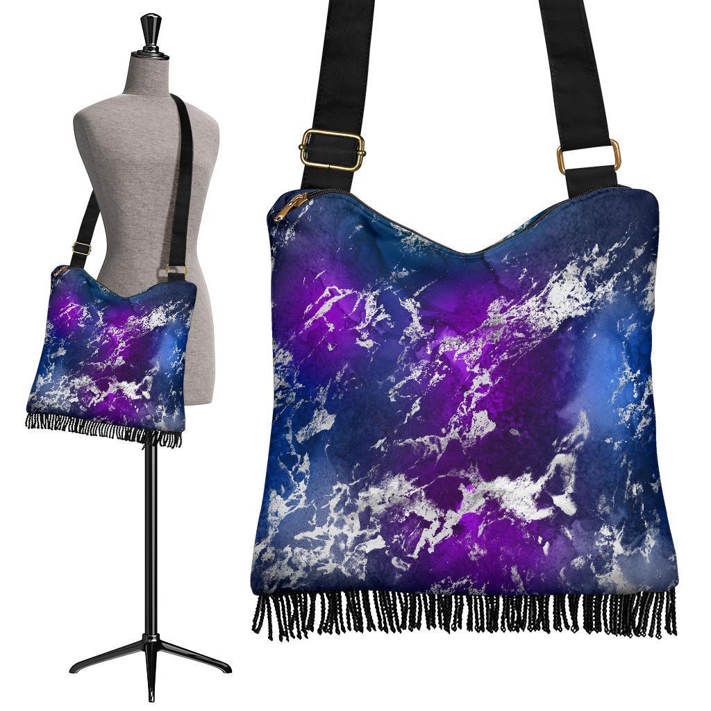 Boho Bag (Canvas) - Watercolor Marble Galaxy #5 | Hobo