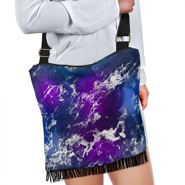 Boho Bag (Canvas) - Watercolor Marble Galaxy #5 | Hobo