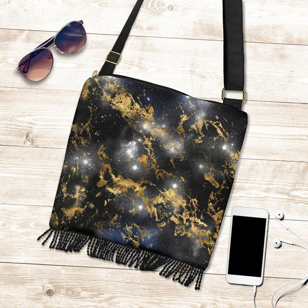 Boho Bag (Canvas) - Watercolor Marble Galaxy #6 | Hobo