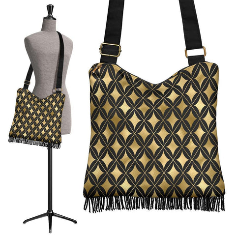 Boho Bag (Canvas) - Yellow Pattern #101 | Hobo Slouchy Bag