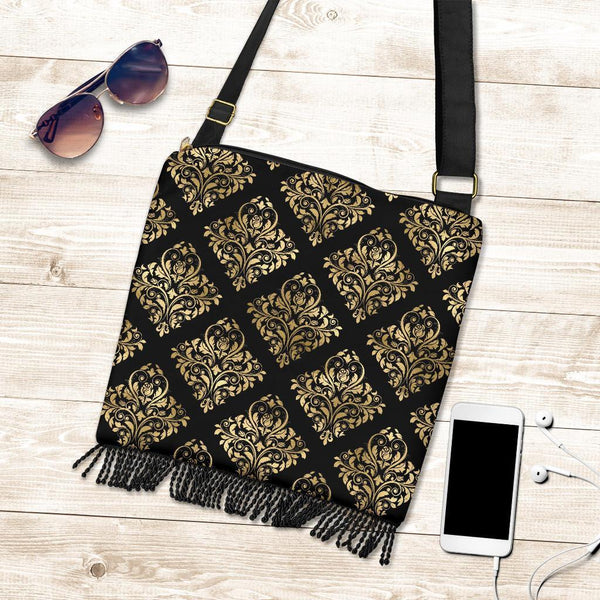 Boho Bag (Canvas) - Yellow Pattern #102 | Hobo Slouchy Bag