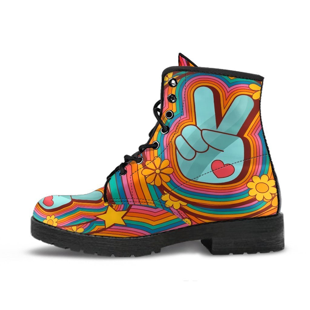 Combat Boots - 70s Psychedelic Style #1 | Custom Shoes Lace