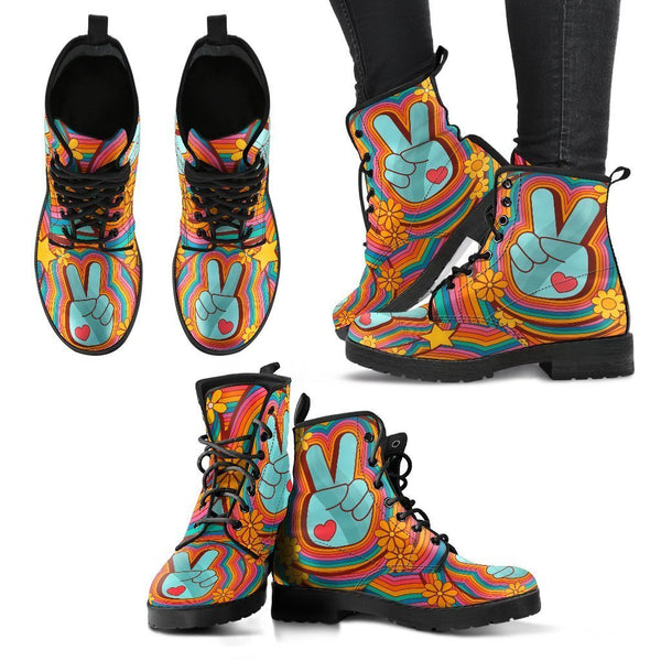 Combat Boots - 70s Psychedelic Style #1 | Custom Shoes Lace