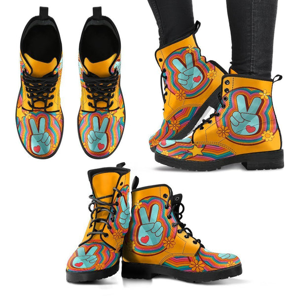 Combat Boots - 70s Psychedelic Style #2| Custom Shoes